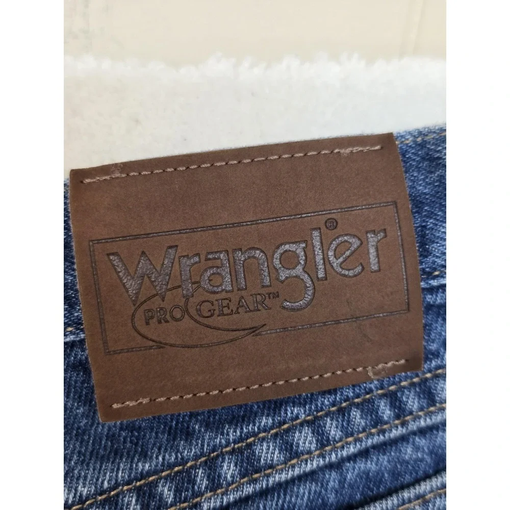 Wrangler Pro Gear Jeans Mens 36x30 Blue Brown‎ Denim Nylon Brush Hunting Work